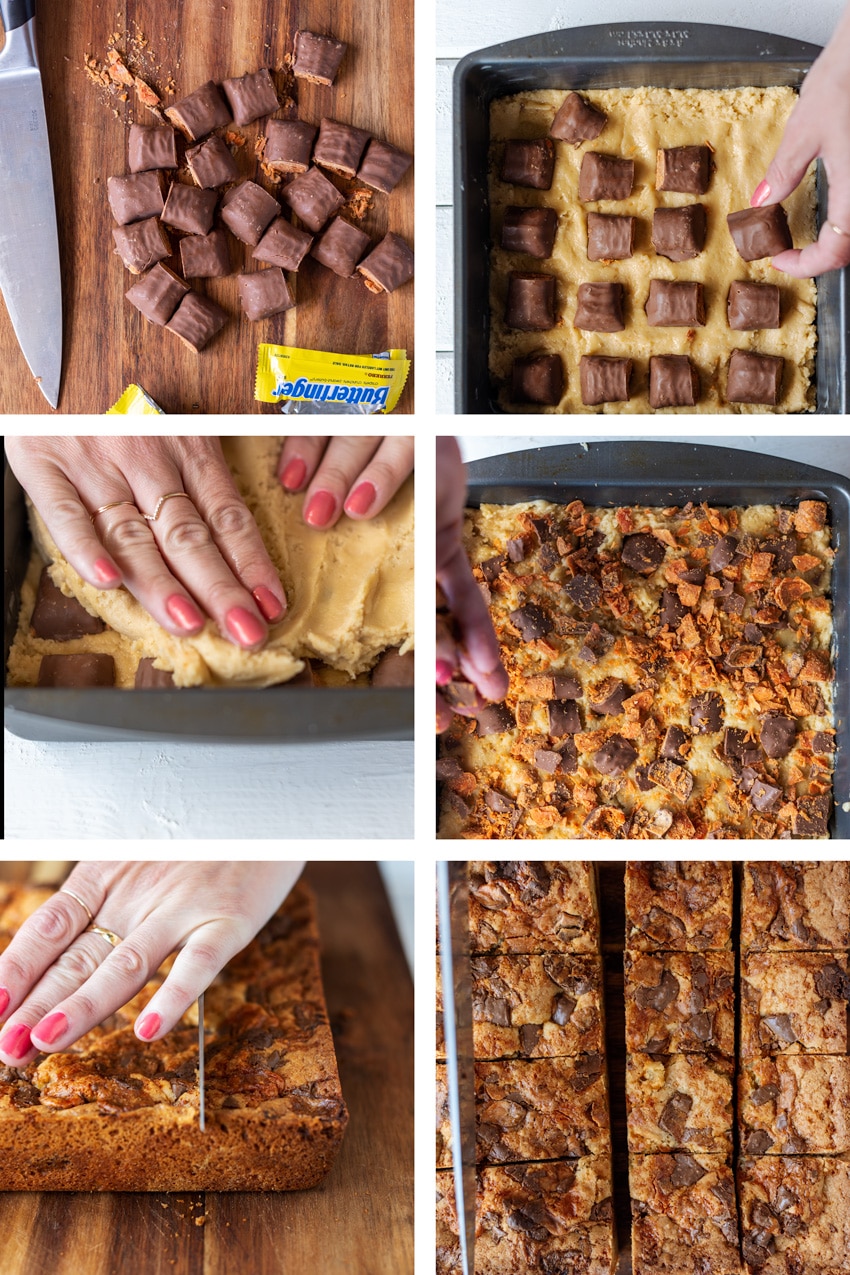 Butterfinger Blondies Recipe featured by top LA lifestyle blogger, Posh in Progress