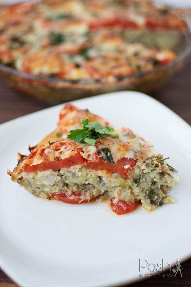 Summer Eggplant Tomato Pie recipe featured by top LA lifestyle blogger, Posh in Progress