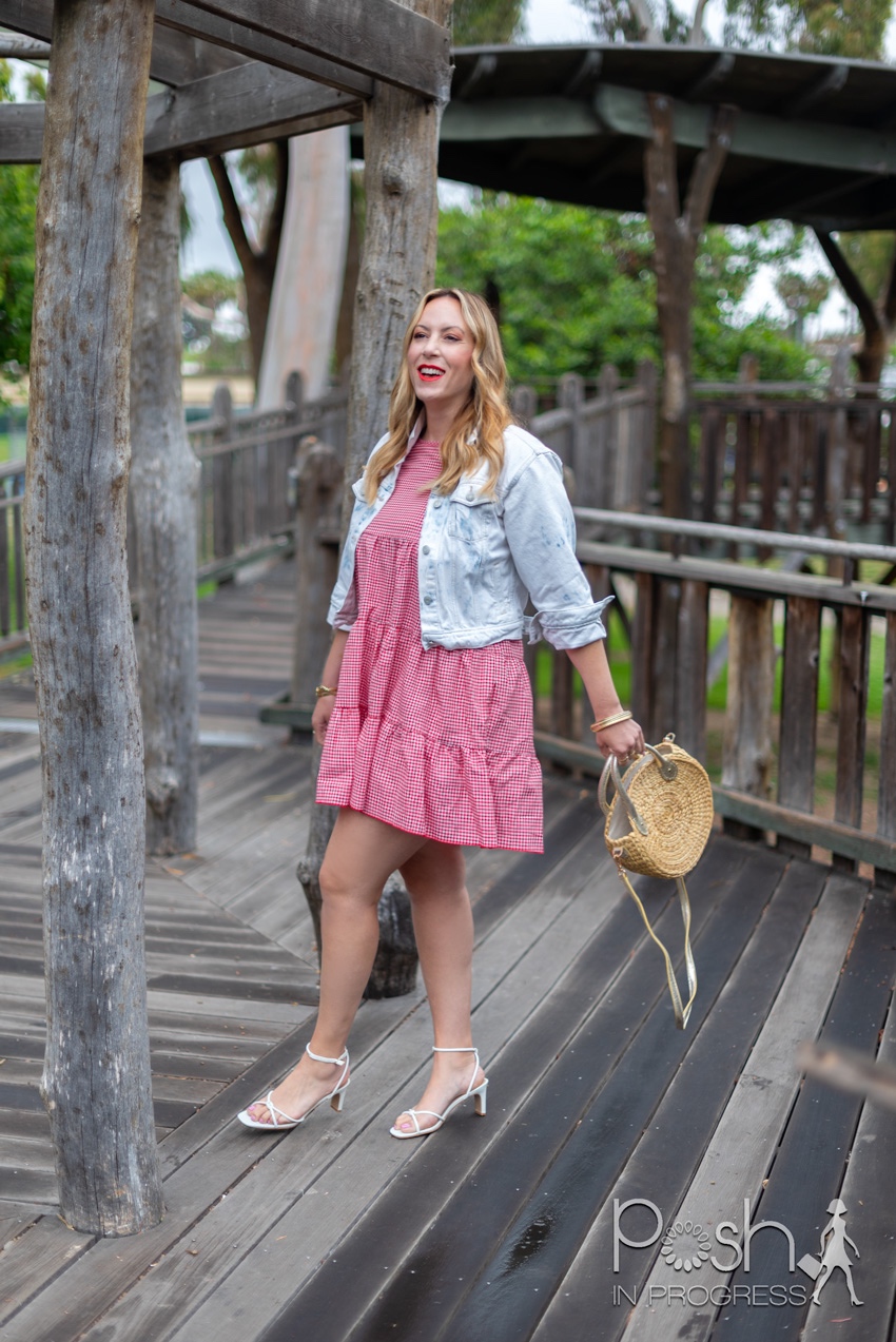 Shein Red Gingham Dress styled for Memorial Day by top LA fashion blogger, Posh in Progress