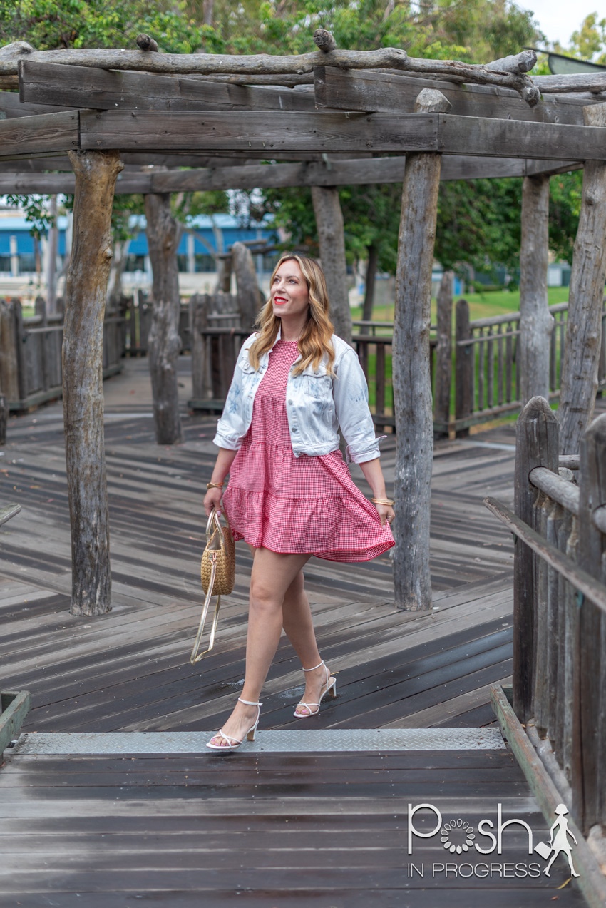Shein Red Gingham Dress styled for Memorial Day by top LA fashion blogger, Posh in Progress