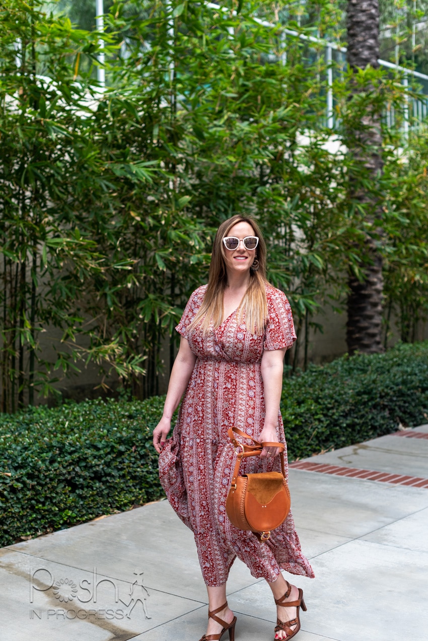 red floral maxi dress