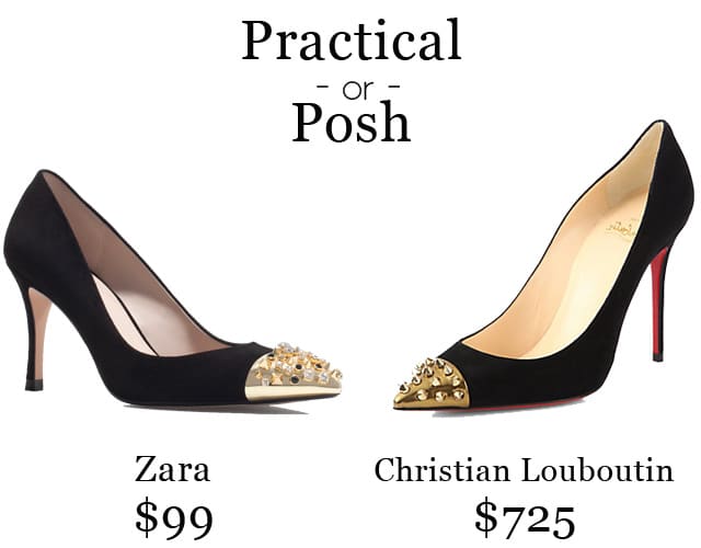 Practical or Posh: Black Leather Gold Studded Pumps