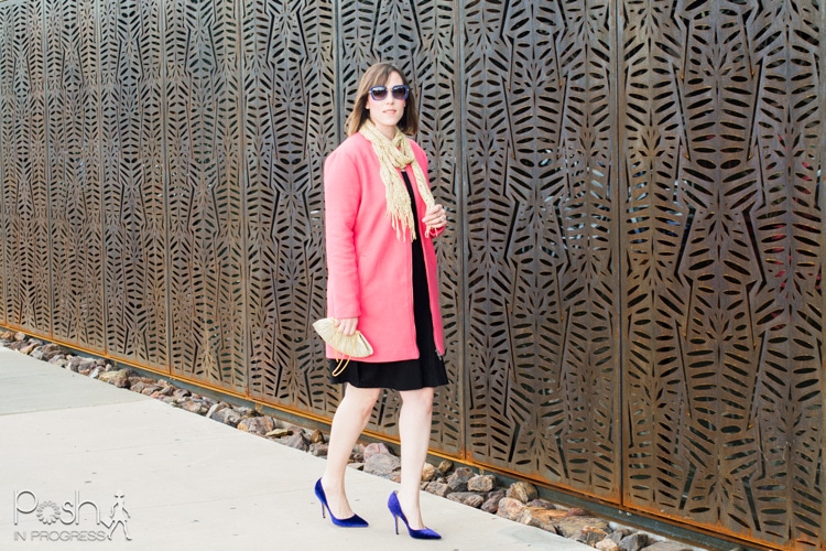 Pink Car Coat and Velvet Heels
