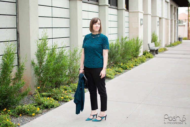 Jewel Tone Lace Mock Neck Top