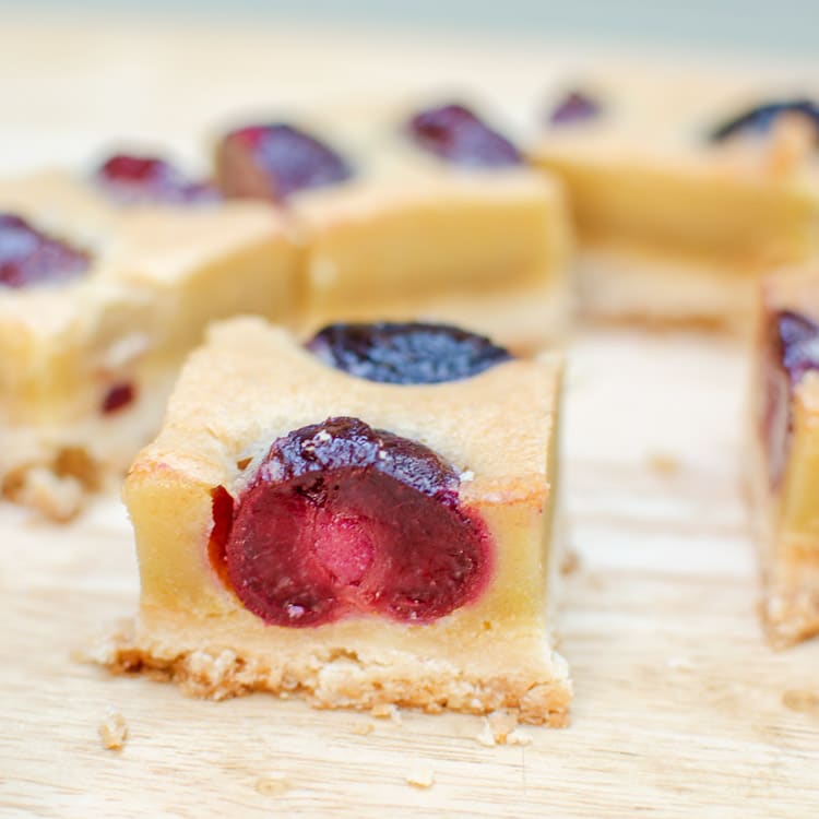 Brown Butter Cherry Bars Recipe with Fresh Cherries