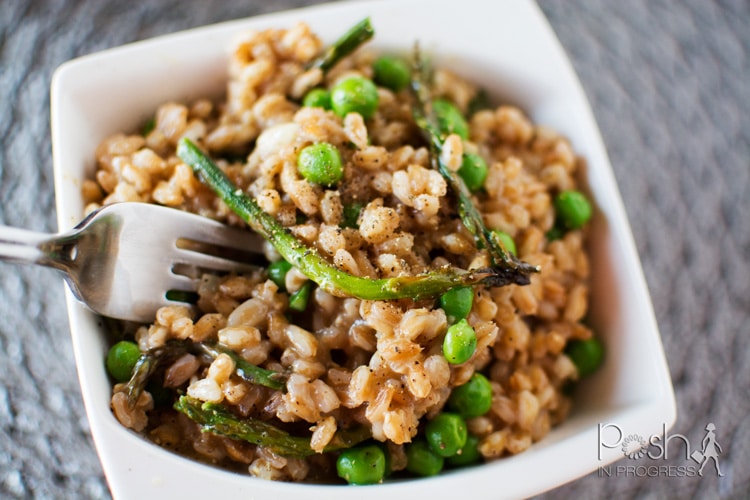 Asparagus Farro Risotto with Sweet Peas