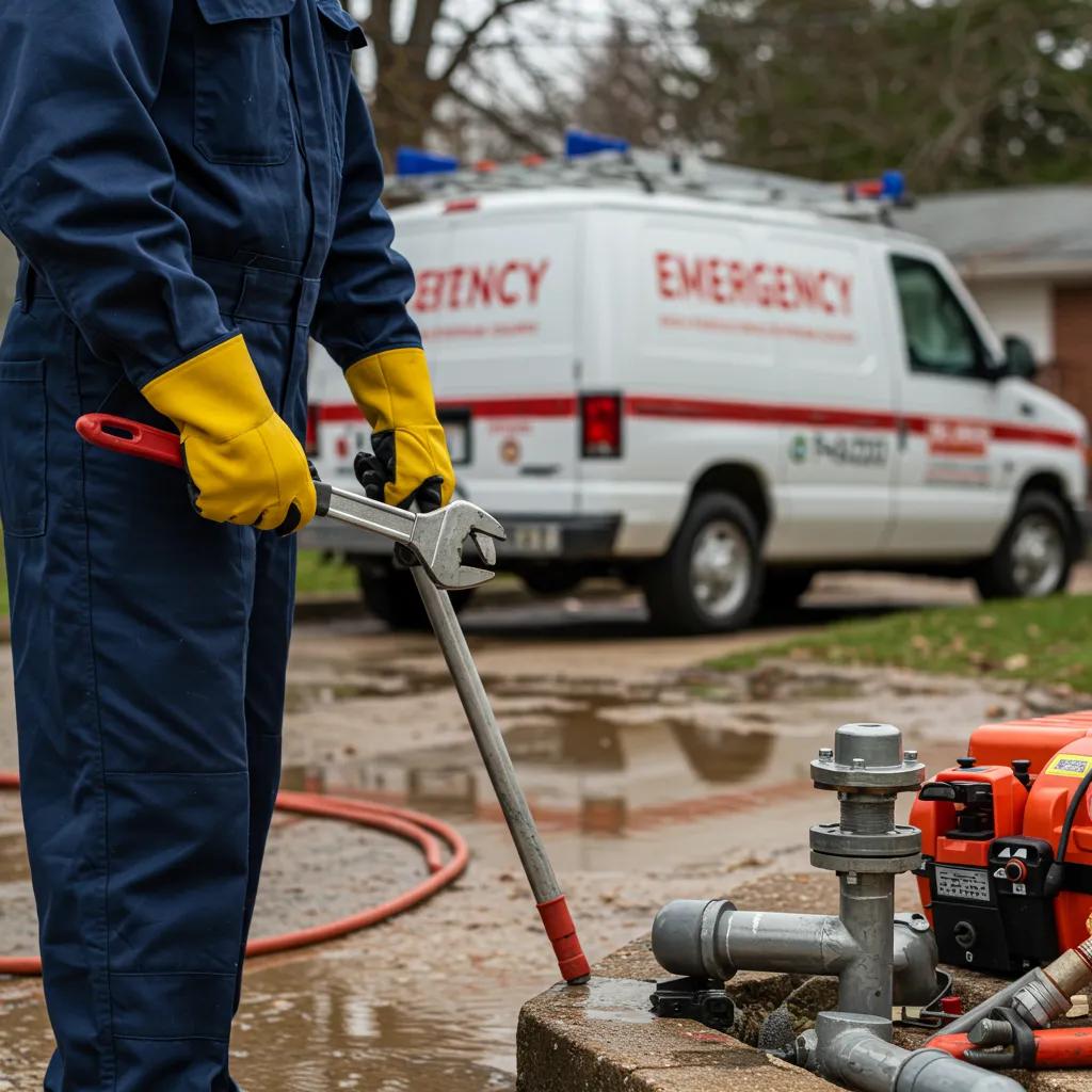 Plumber responding to an emergency plumbing situation, highlighting the urgency and costs of emergency services
