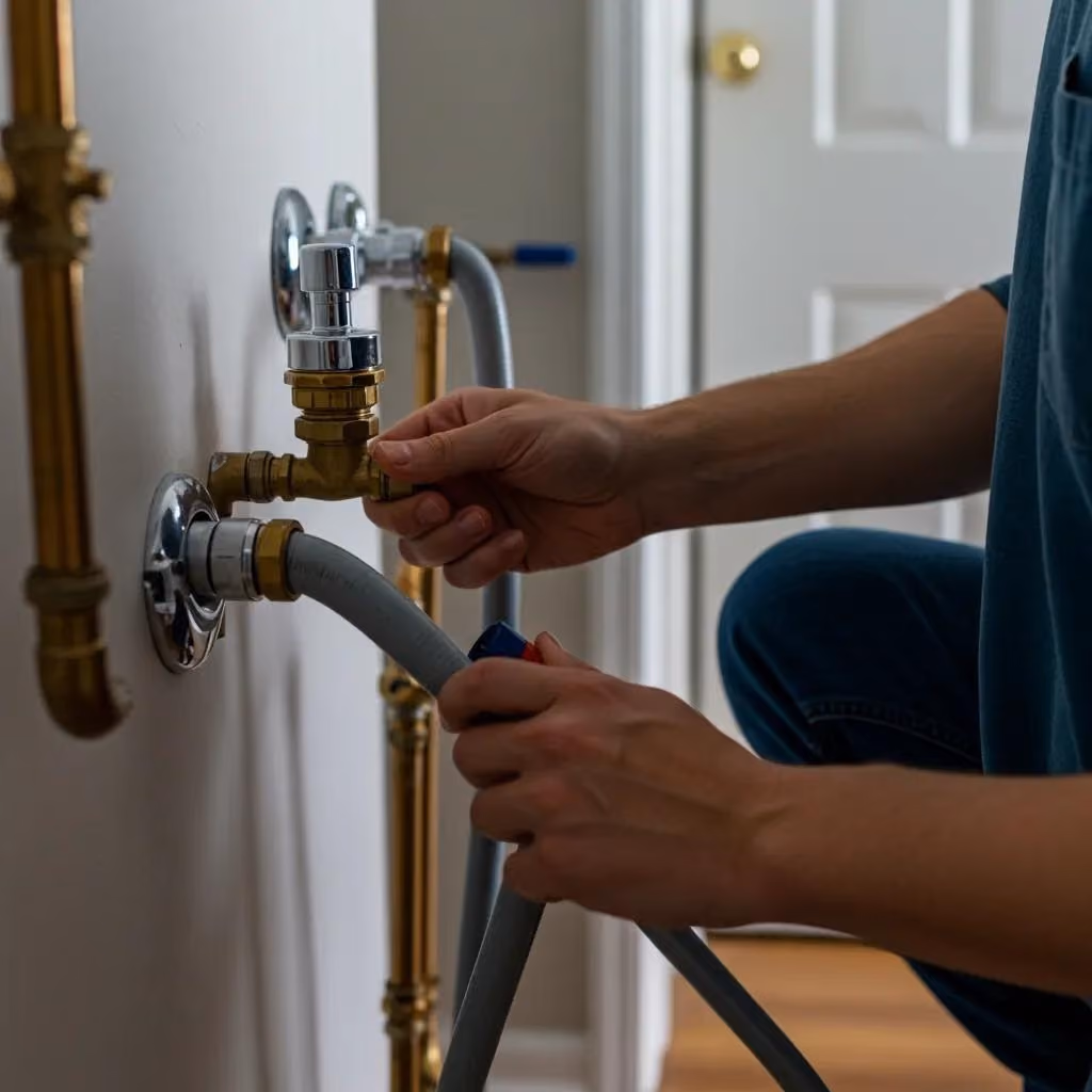 Homeowner conducting preventative plumbing maintenance, illustrating proactive care and cost savings