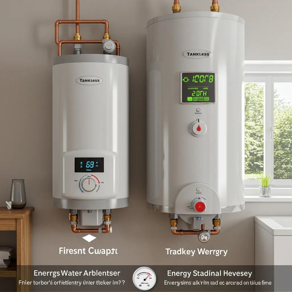 Energy efficiency comparison between tankless and traditional water heaters