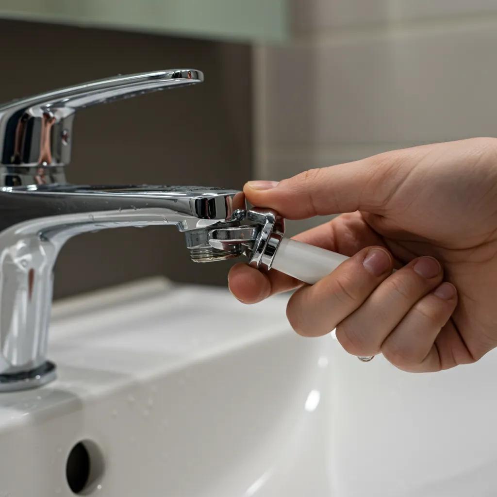 Close-up of a hand repairing a leaky faucet, highlighting the importance of water conservation