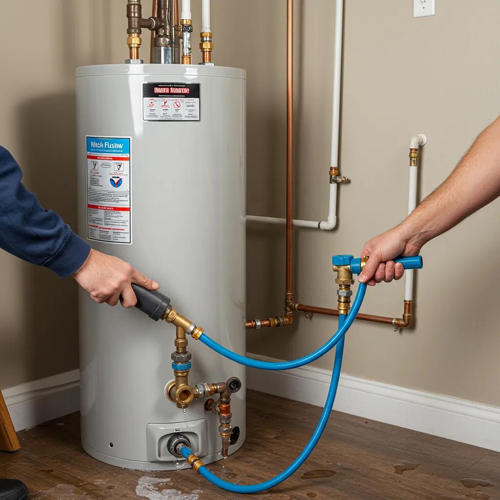 Step-by-step process of flushing a water heater with a garden hose