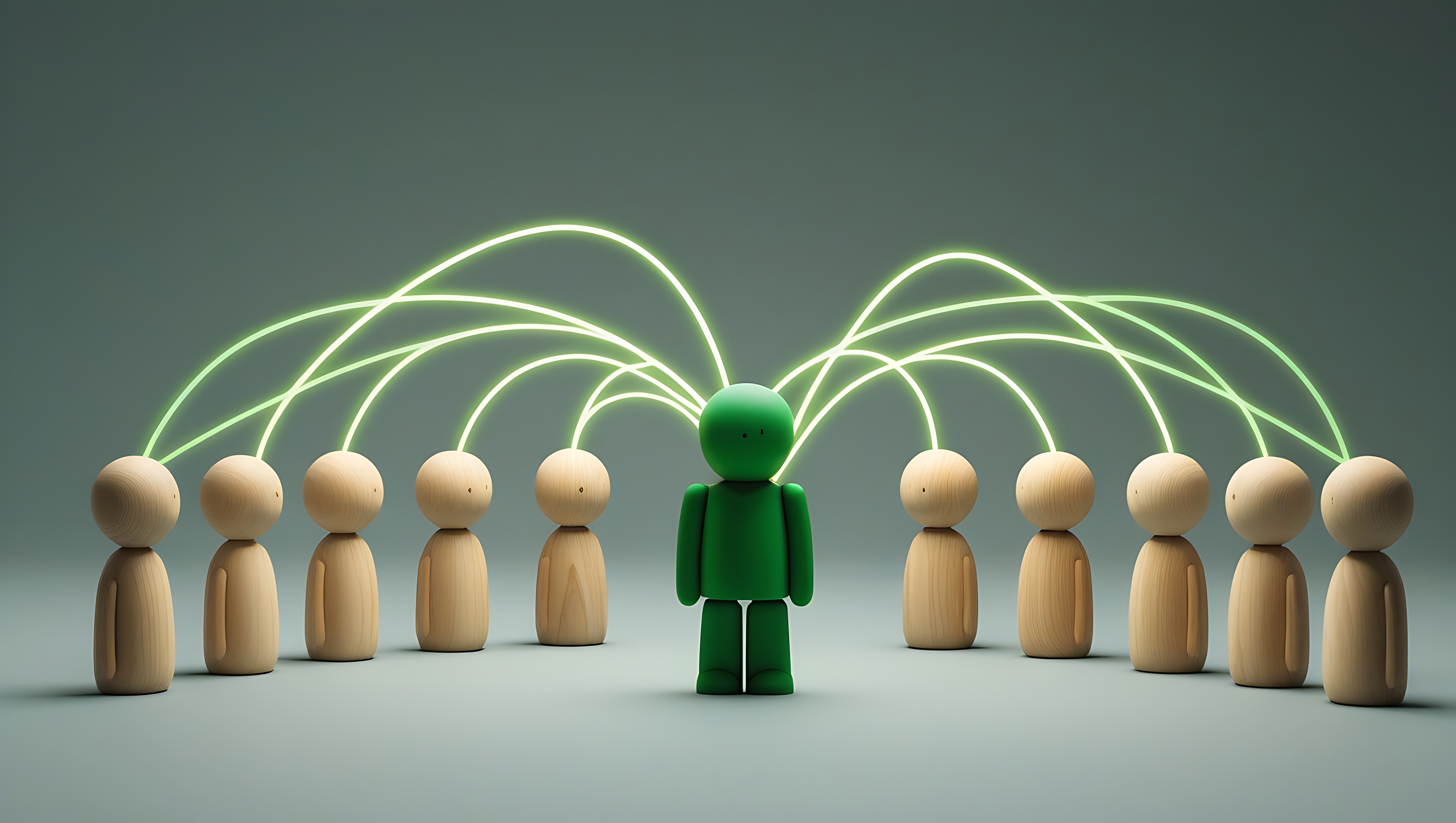 A single green pawn stands out as a leader in front of a row of identical wooden pawns, all set against a digital network background, representing the "Industry Speaker Series."