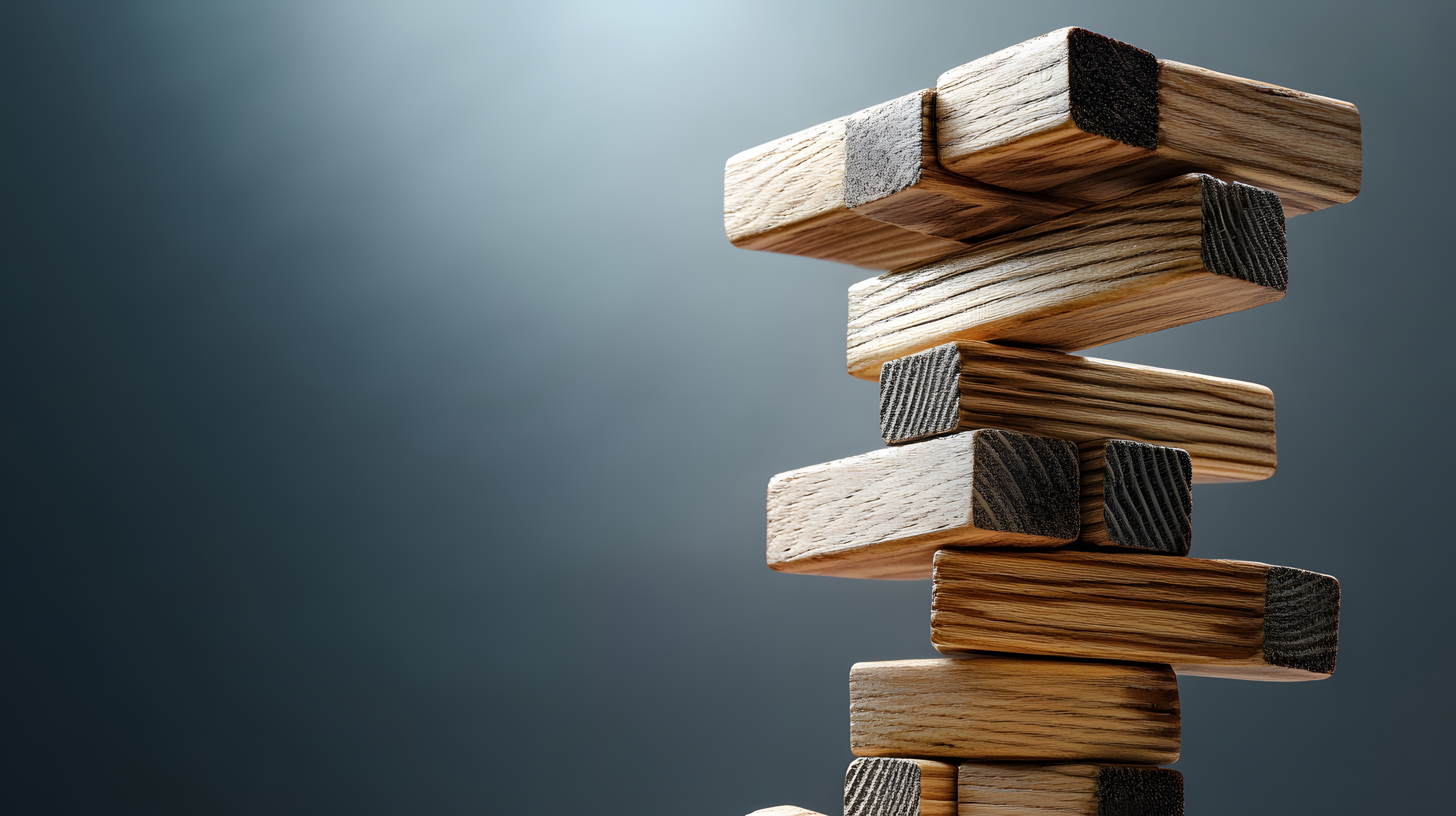 The featured image is a close-up of neatly stacked wooden blocks jenga.