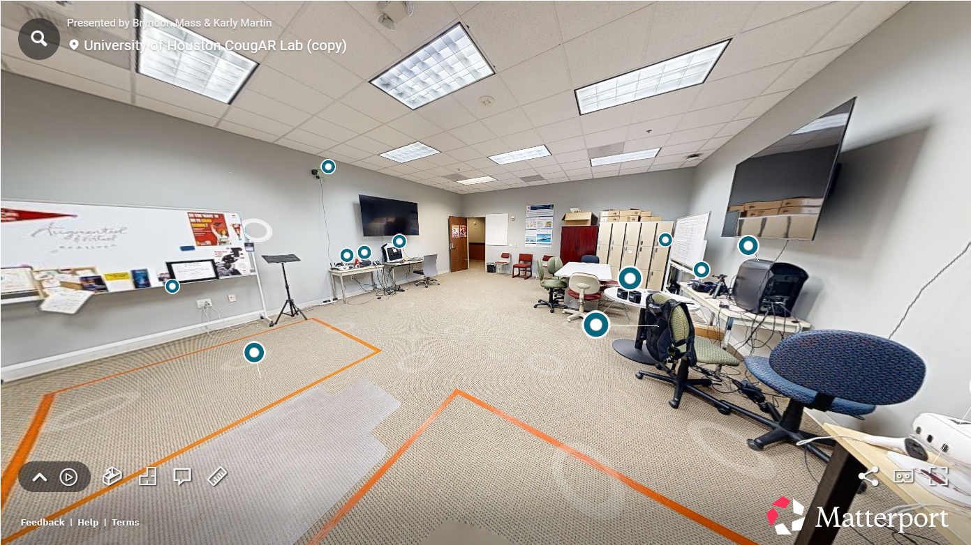 Screenshot of a Matterport 3D scan of the CougAR room