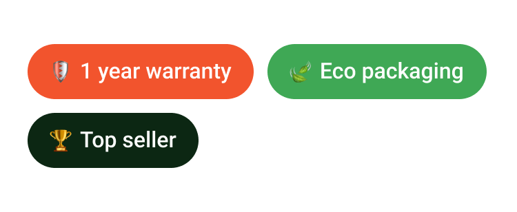 Image of a Shopify section containing badges to show USPS of a product.
