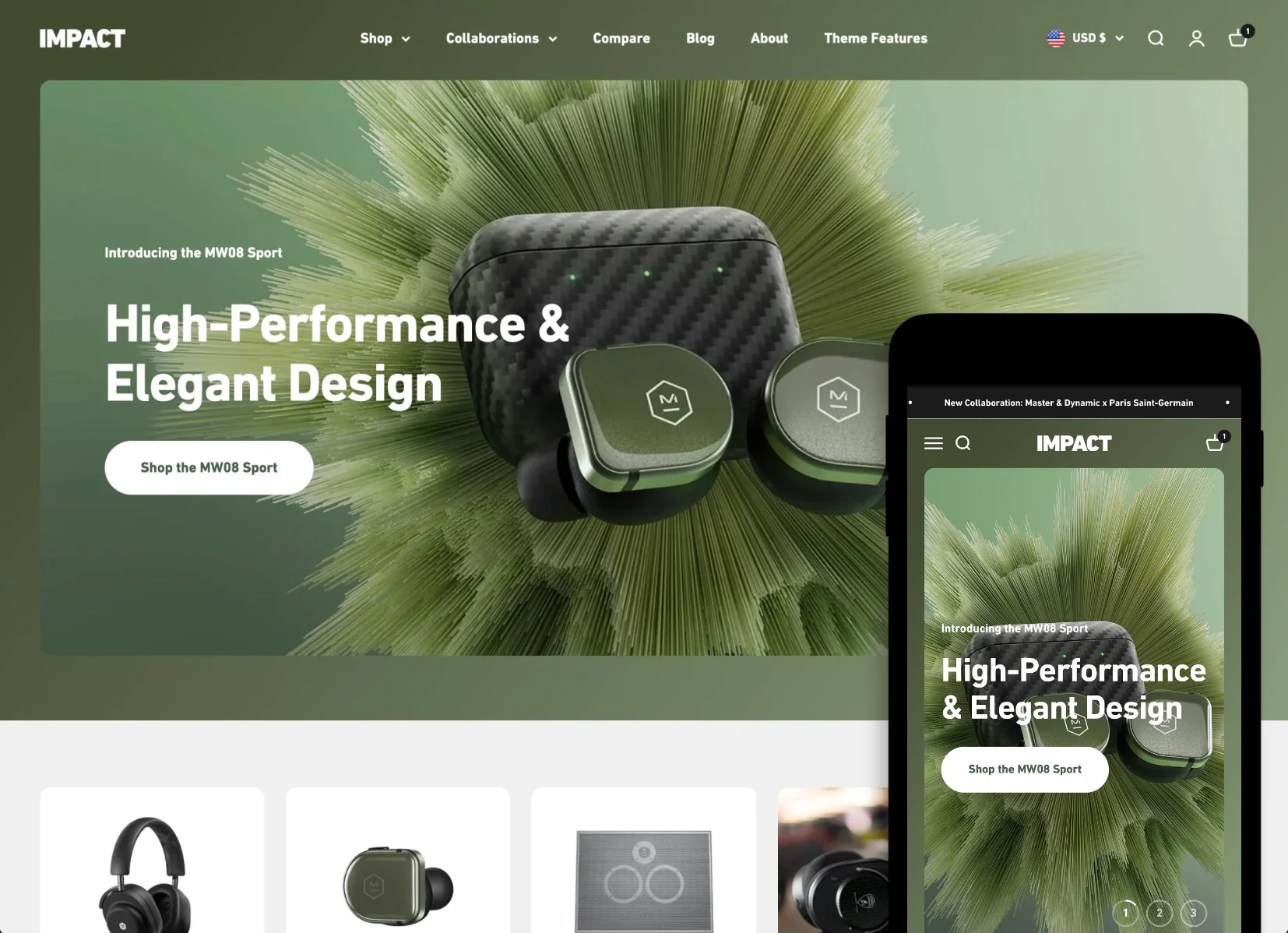 Factory Theme sections are perfectly compatible with the Shopify Impact Theme