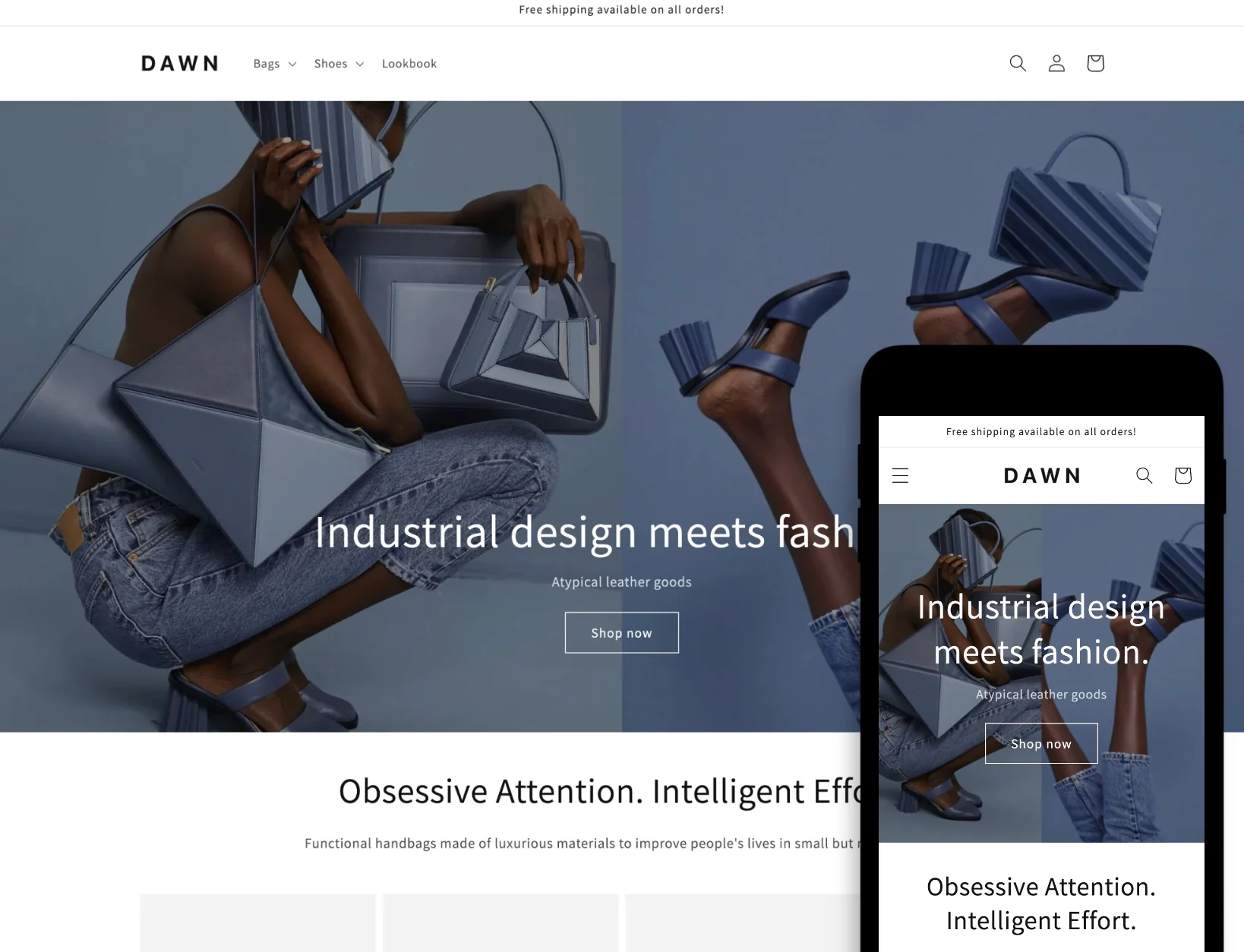 Factory Theme sections are perfectly compatible with the Shopify Dawn Theme
