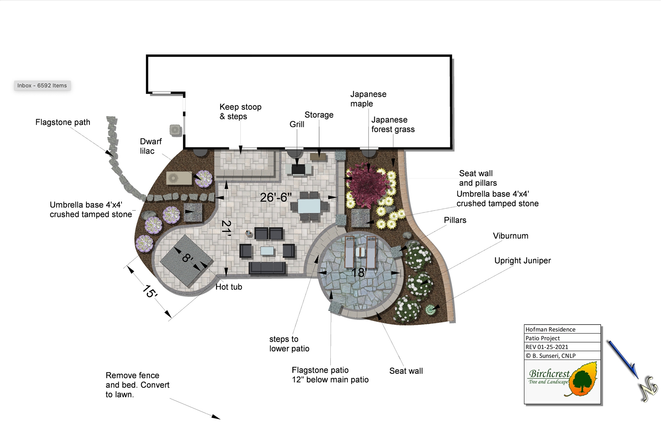 A computer design of a residential patio.