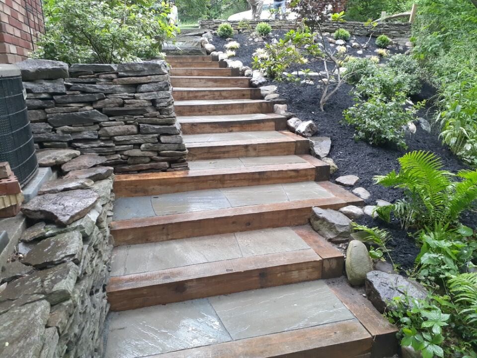 Couple of trees on the ground after tree removal service.