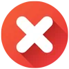 White X mark on red circular background indicating error or cancellation