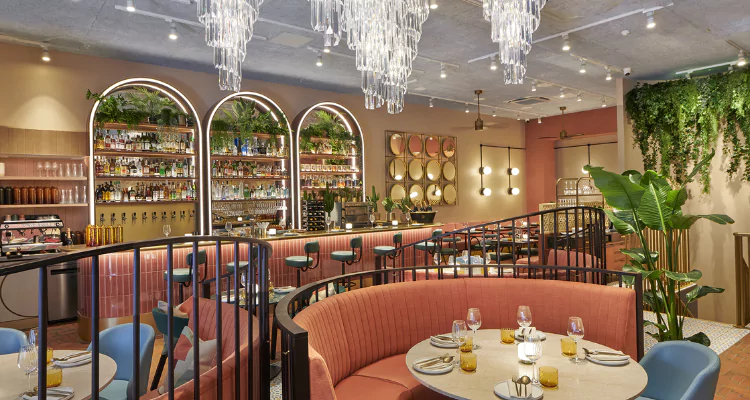 Mediterranean restaurant in Soho with sharing plates and outdoor seating.