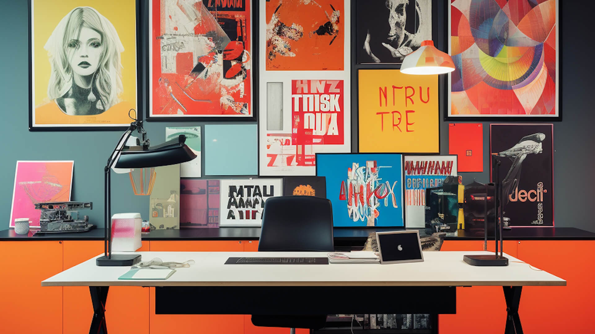 Creative workspace with brand strategy notes and design sketches on a desk.