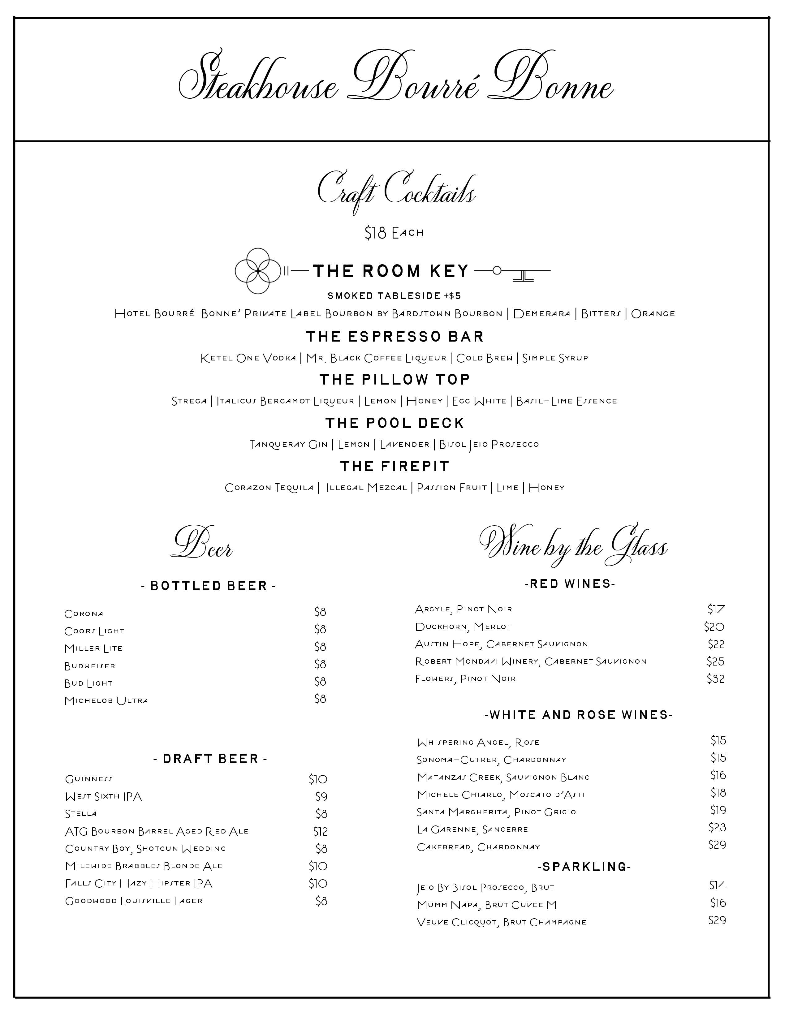 Hotel Bourré Bonne Wine List