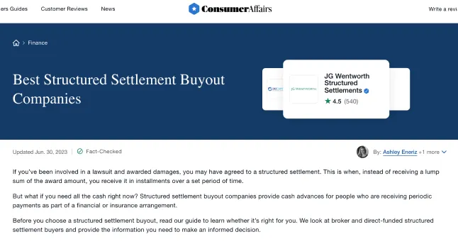 Consumer Affairs article screenshot