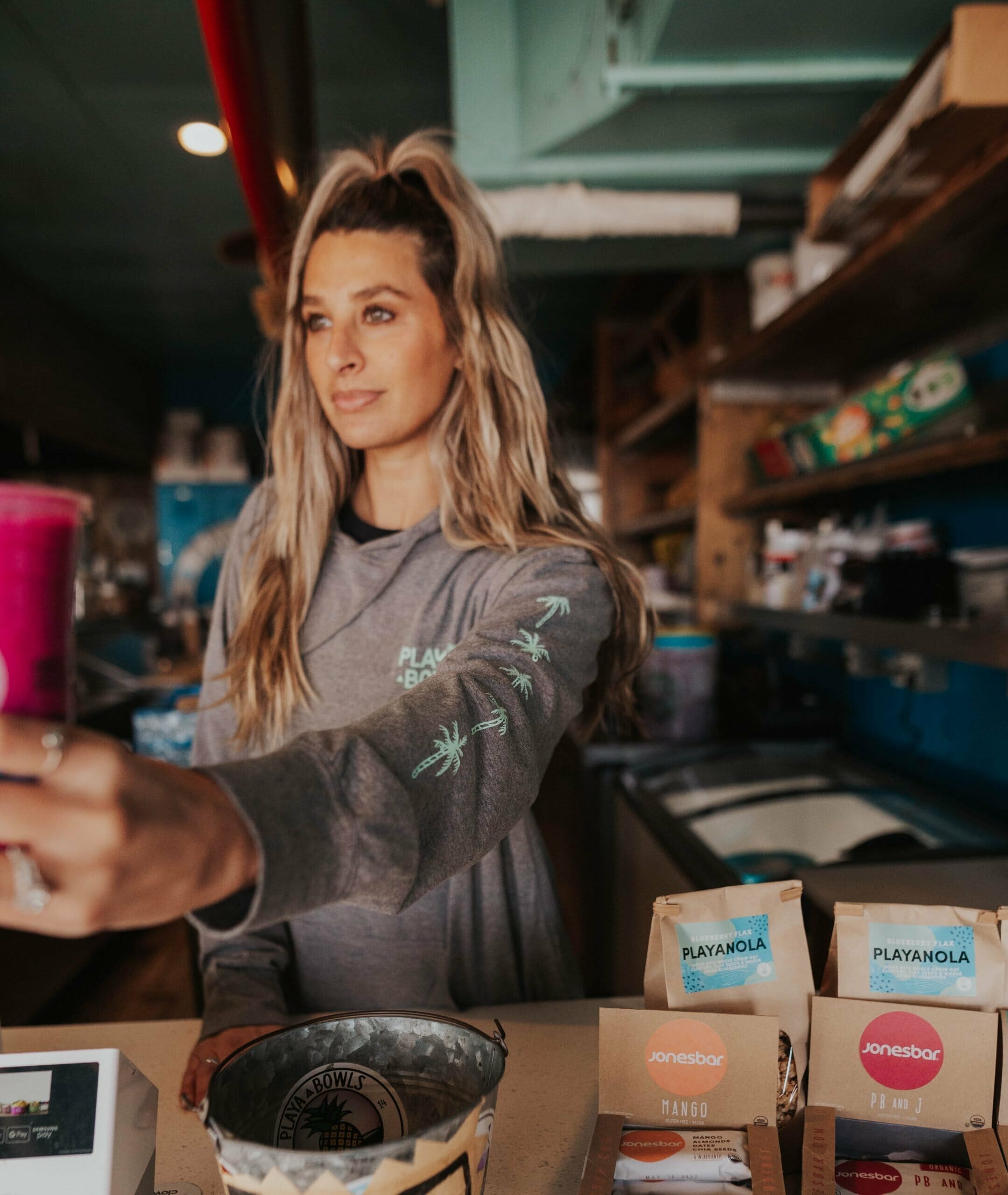 Playa Bowls Stacked Palms Hooded Tee