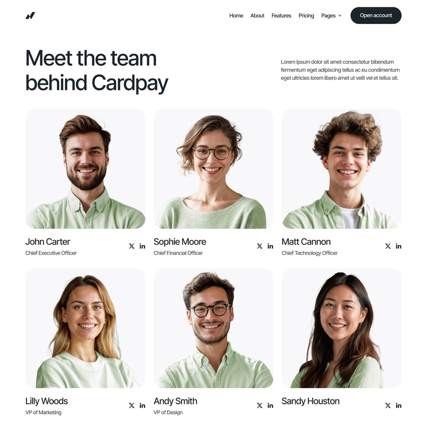 Cardpay - Team Members Page - Bank Webflow Template