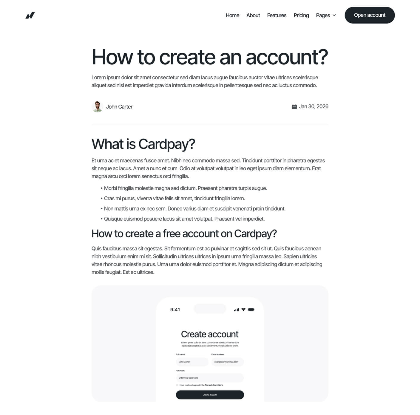 Cardpay - Help Center Single Page - Bank Webflow Template