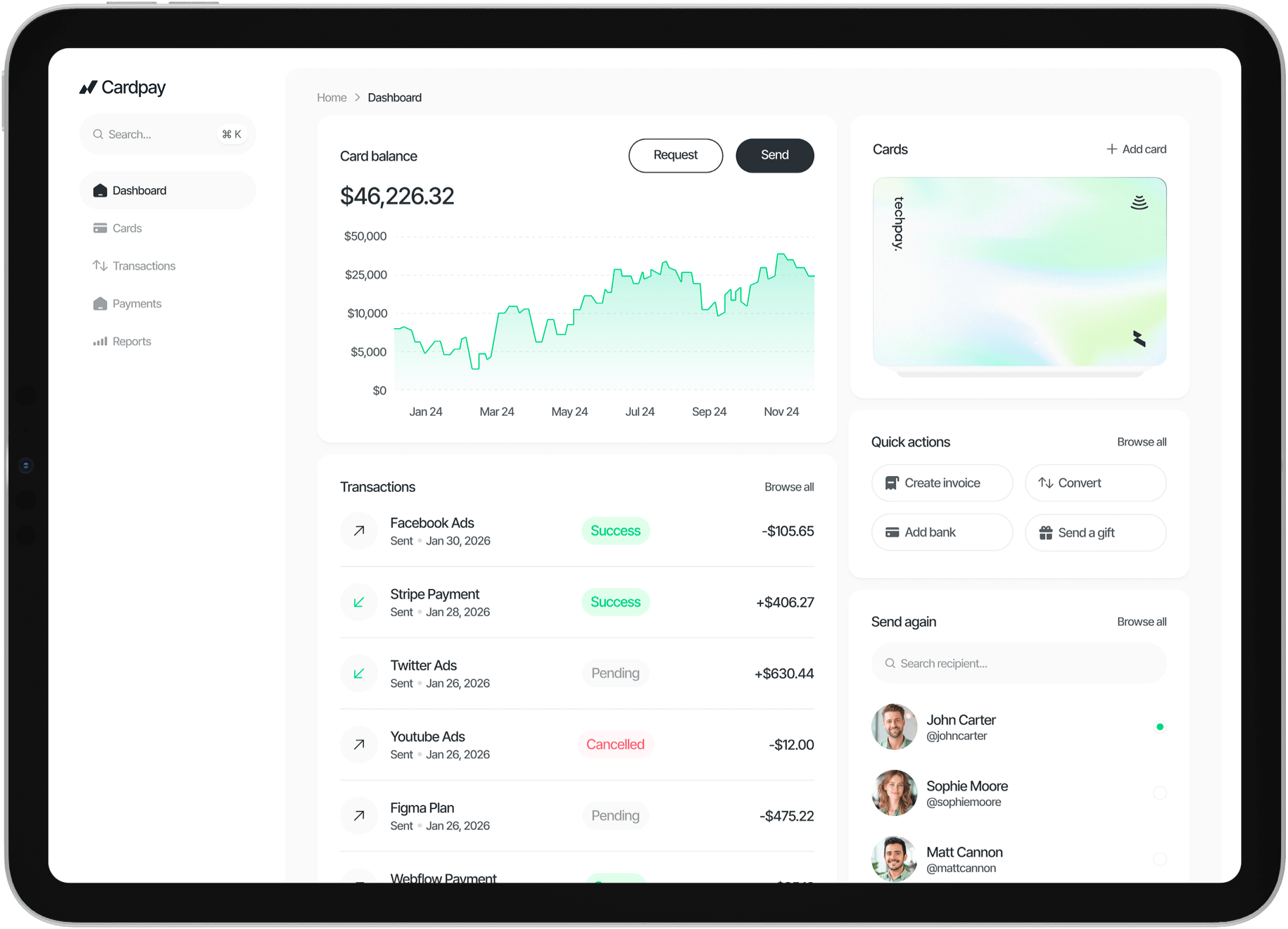Spending Made Effortless - Cardpay Webflow Template