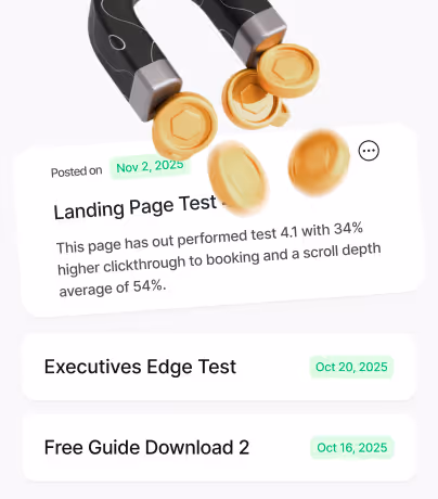 Screen showing a marketing test running that is generating more revenue.