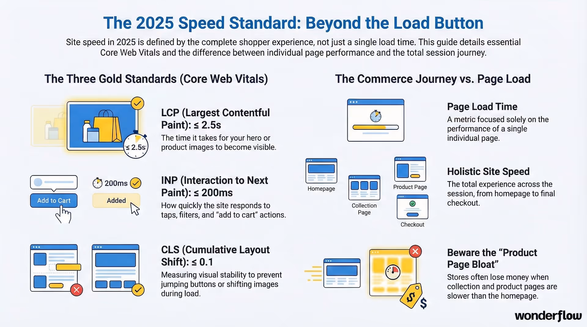 Graphic of speed metrics to know when optimizing page speed.