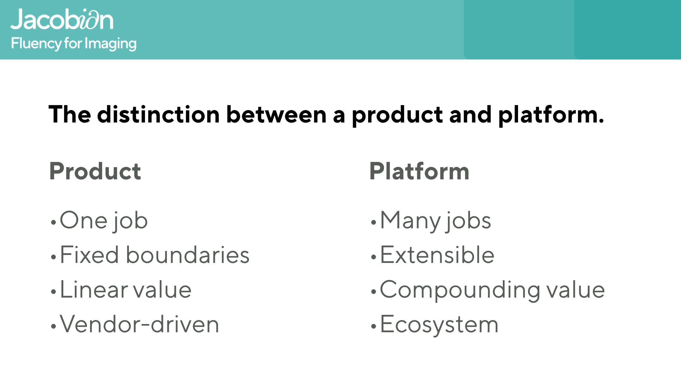 The distinction between a product and platform.