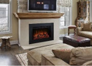 A fireplace in a living roomAI-generated content may be incorrect.