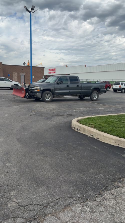 Marrs Lawn and Landscape plow truck ready for snow removal service in Grain Valley, MO.