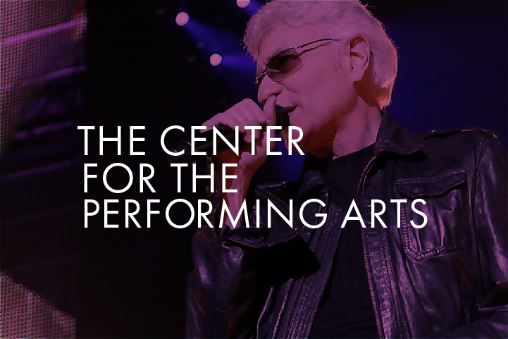 Cover image with the logo for The Center for the Performing Arts in white. 