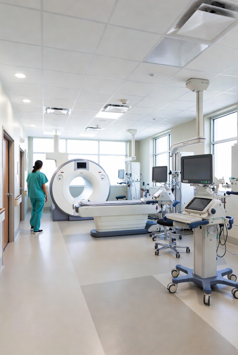 Medical Hospital with Nurse or Doctor in front of MRI machine