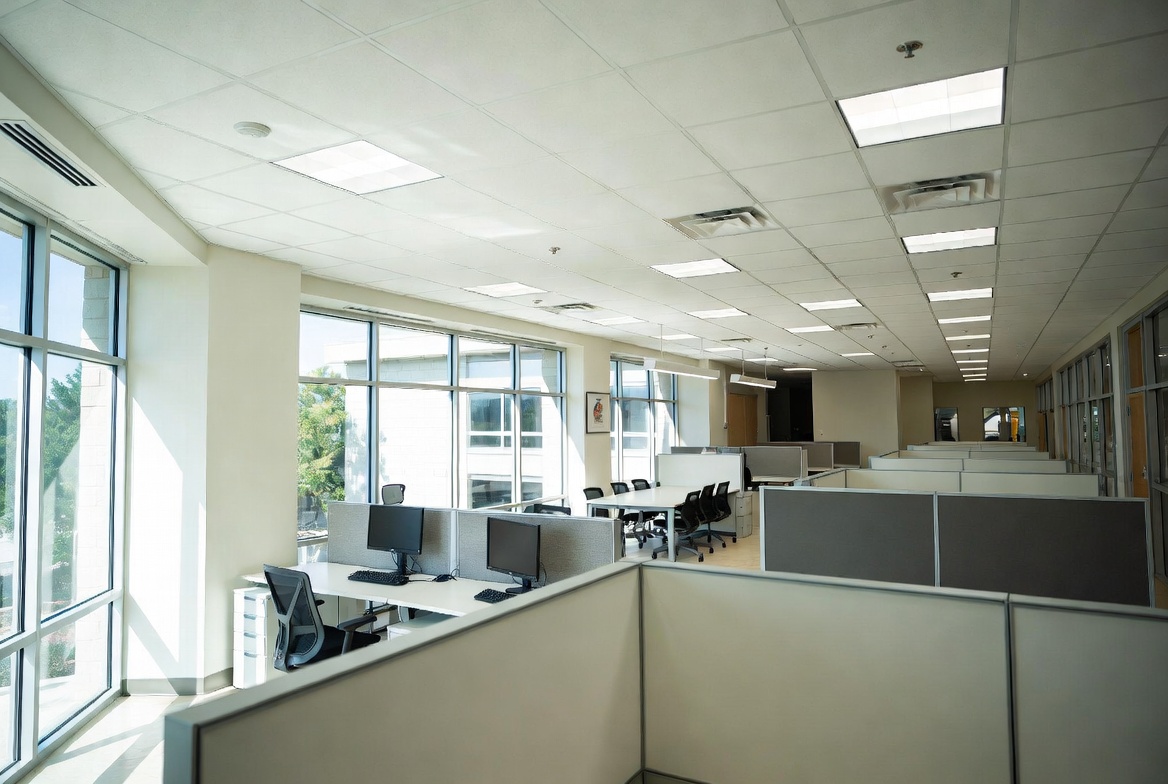Modern Texas professional services office interior with energy-efficient lighting and HVAC – helping law firms, accountants, and consultants reduce electricity costs in 2026