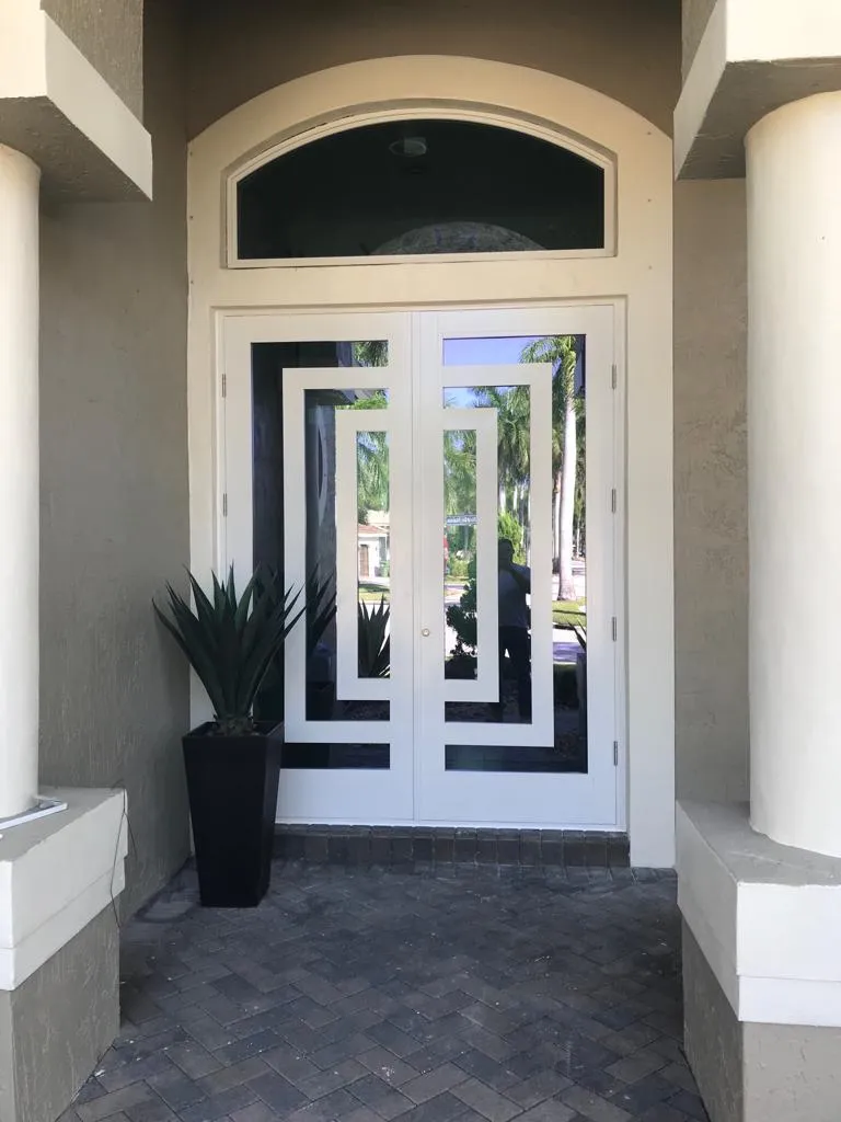 Impact doors Miami double glass entry