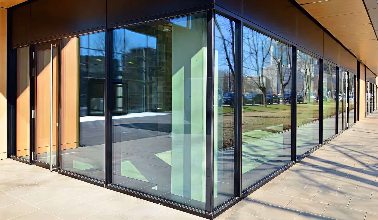 Sliding impact glass doors Miami interior opening