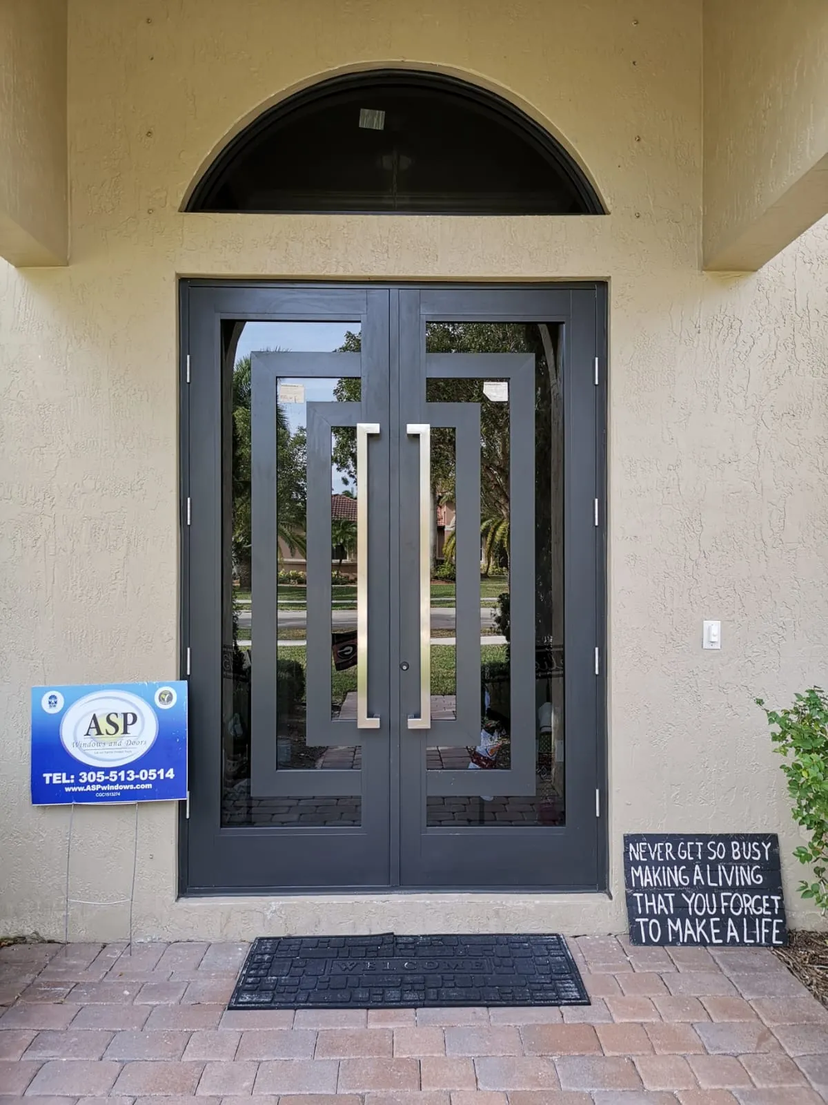 Front entry impact door Miami FL with side panels