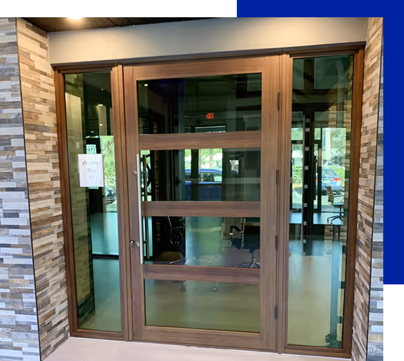 Front entry impact door Miami FL blue frame