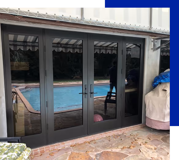 Impact glass windows Miami dark frame installation