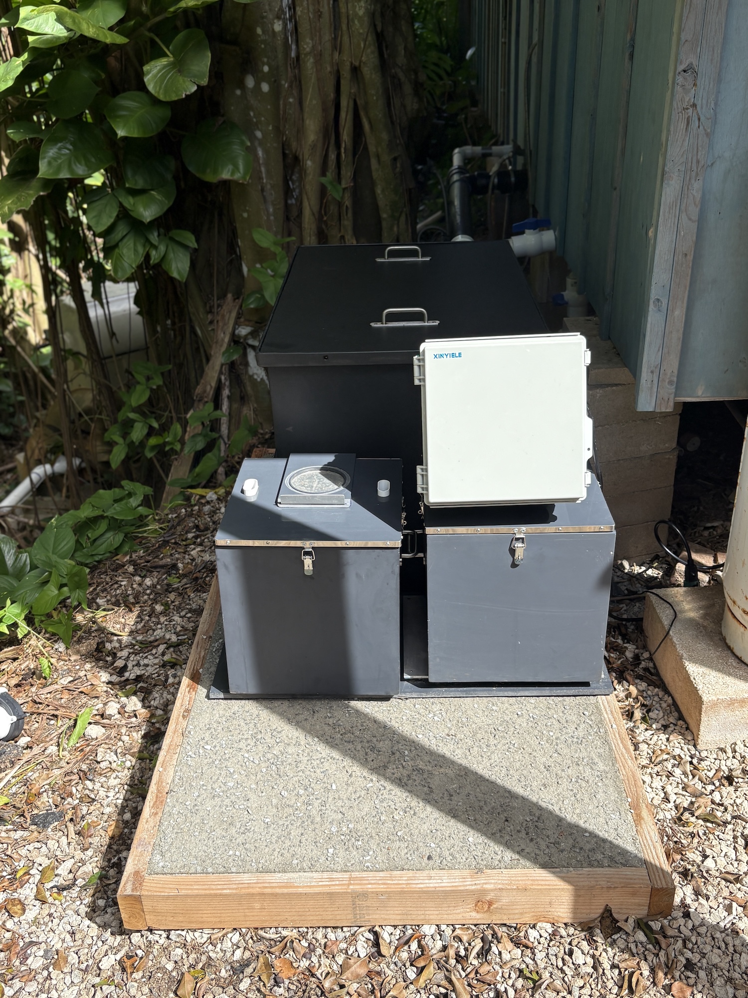 Step 1 of the solids bin exchange process. Solids bins are both in place infront of mata.