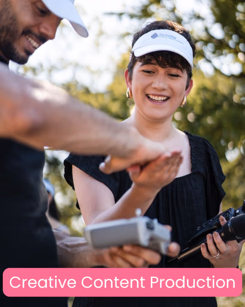 High-quality video production setup with cameras, lighting, and crew capturing footage, illustrating the process of creating professional videos for marketing, events, or storytelling.