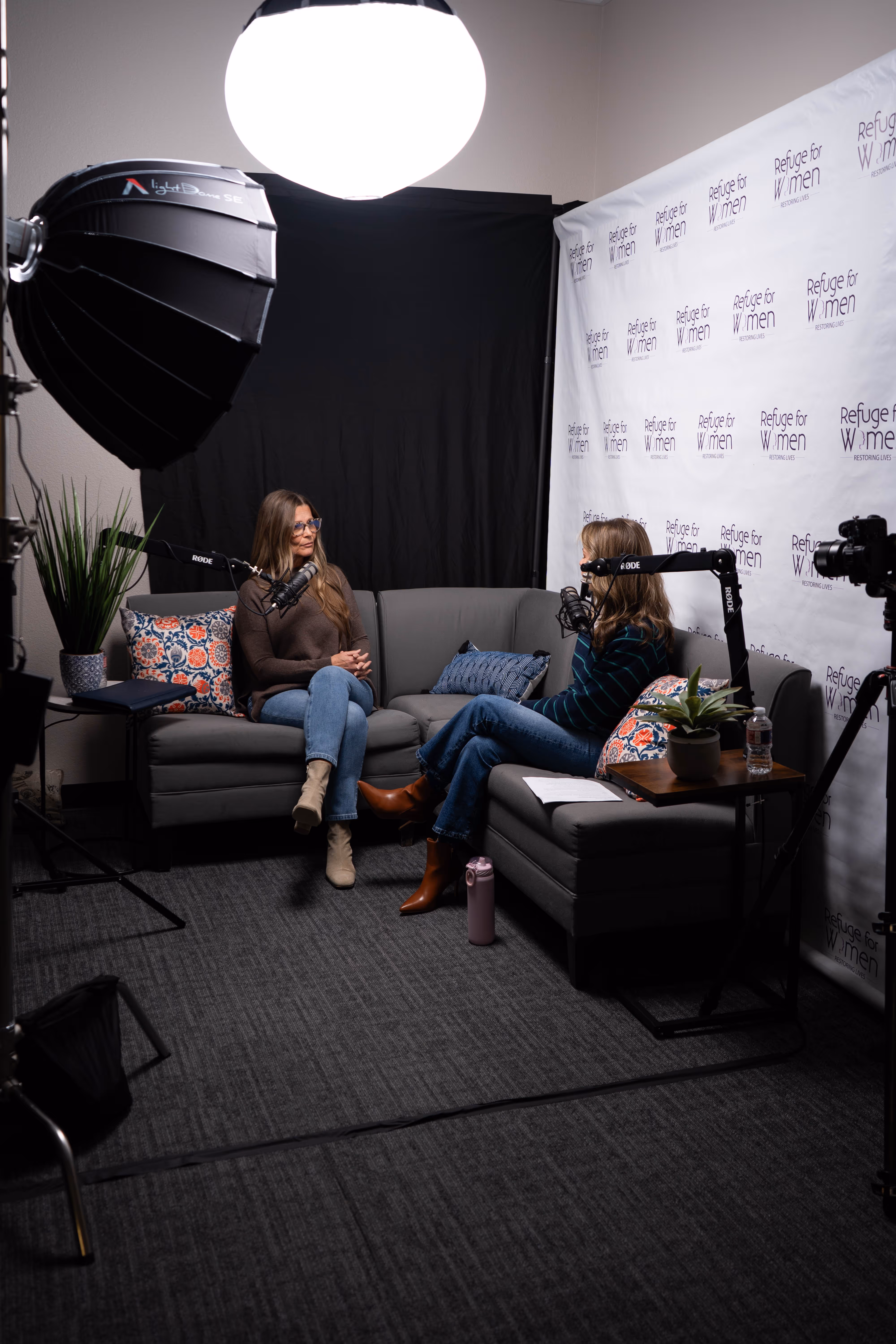 A podcast social media video being recorded at a nonprofit