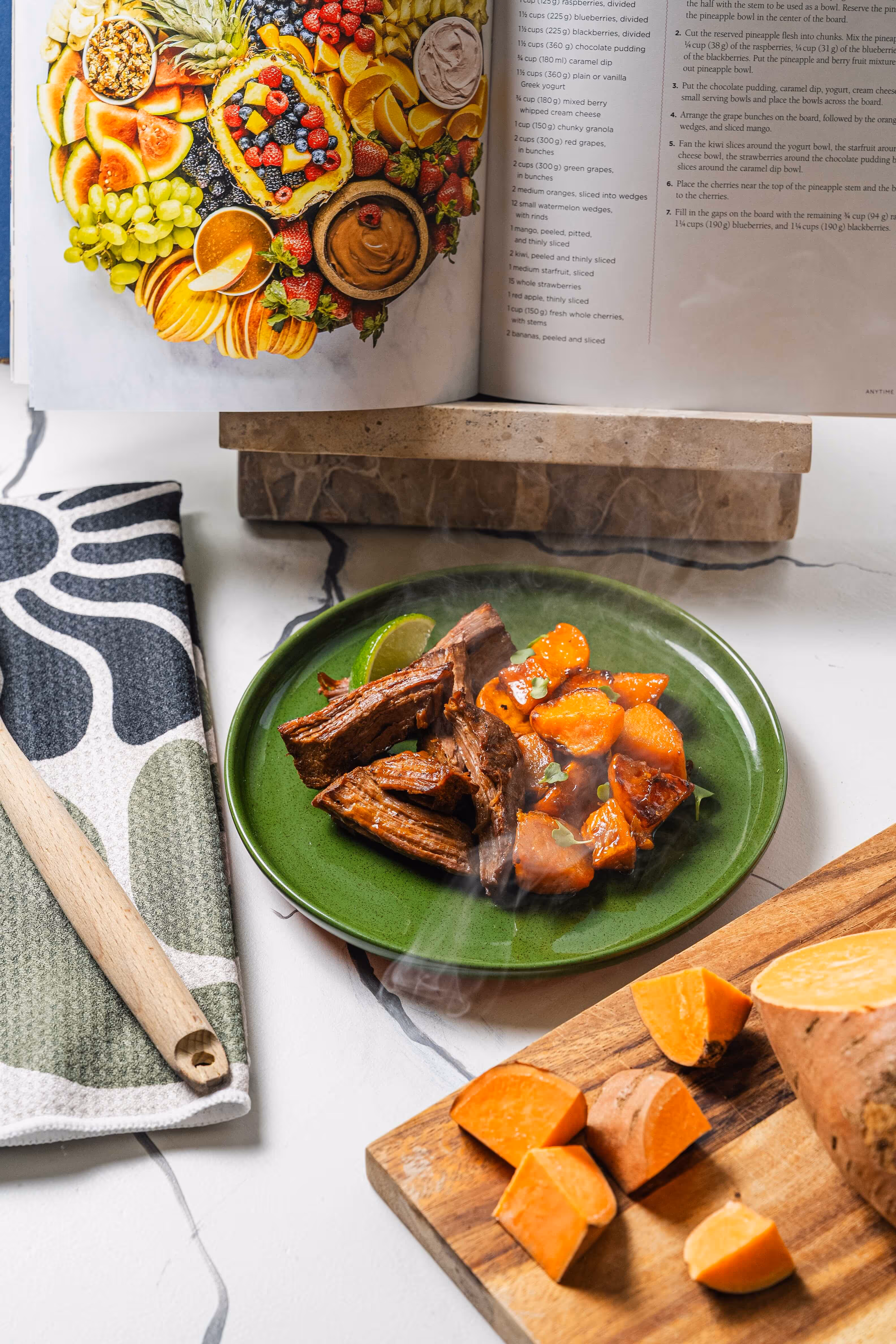 a picture of barbacoa and sweet potatoes