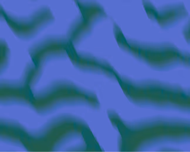 Abstract blurred pattern with irregular green shapes on a blue background.